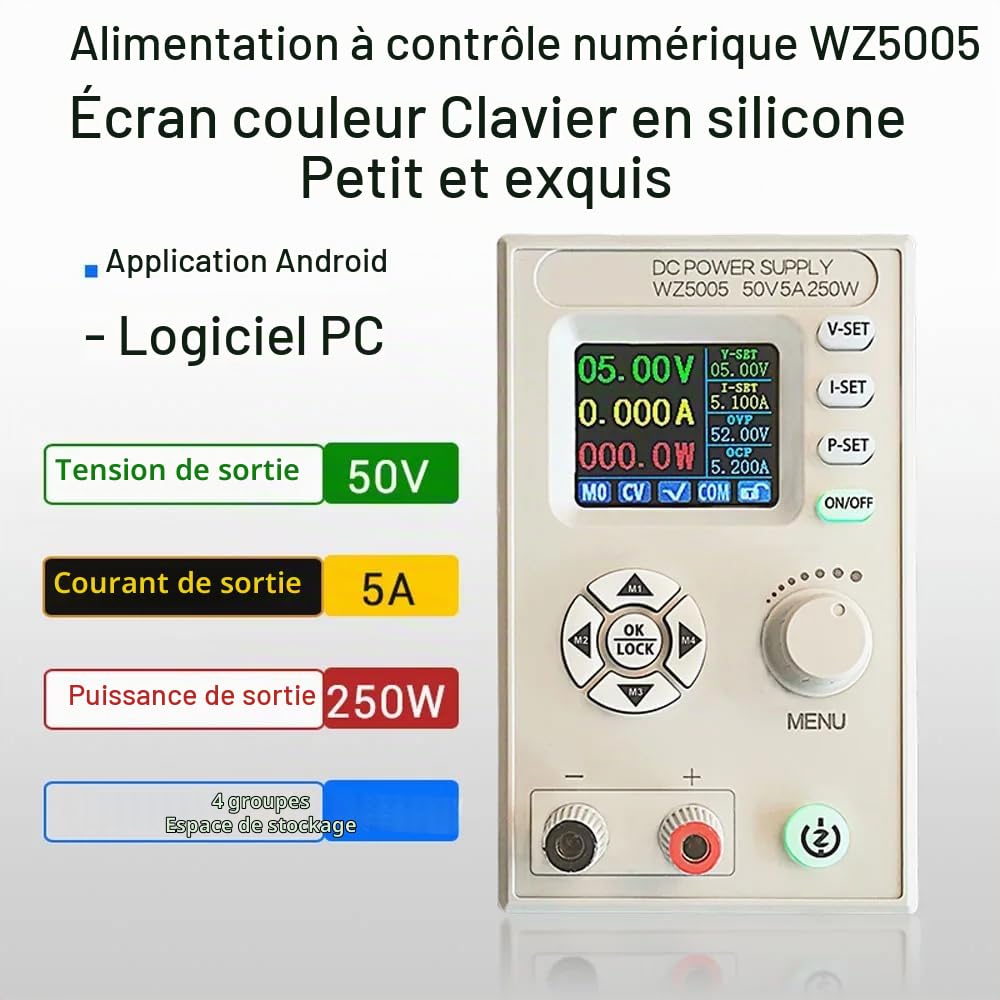 DollaTek Alimentation Variable CC Sortie réglable DC0-50V 5A 250W Alimentation à découpage avec écran LCD à 4 Chiffres pour équipement de Laboratoire et Tests électroniques