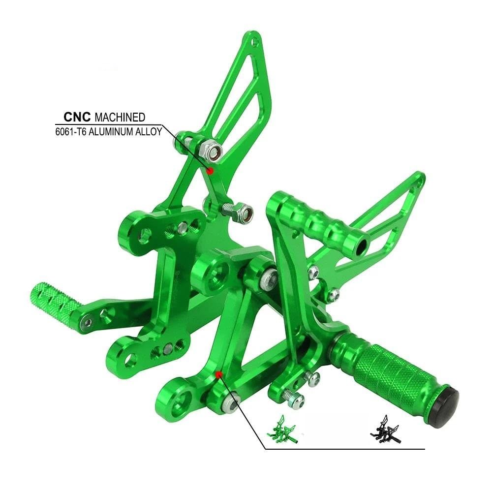 Pedane Moto Pedane regolabili Billet Pedali Resto Rearset Per KAWASAKI Per Ninja Per ZX6R Per ZX-6R Per ZX636 2003-2004 Pedale Moto(Nero)