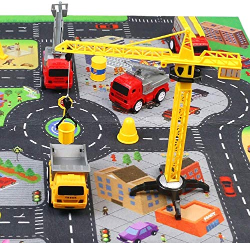Construction Toys with Play Mat Pull Back Cars Excavator Toys with Road Signs Dump Truck Construction Vehicles Birthday Gifts for Boys Girls Toddlers 3 4 5 6 Years - Thumbnail 3