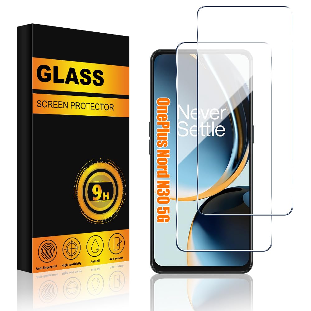2 PACK OnePlus Nord N30 5G Screen Protector Tempered Glass [9H Hardness] Anti-Scratch Easy Installation Case Friendly
