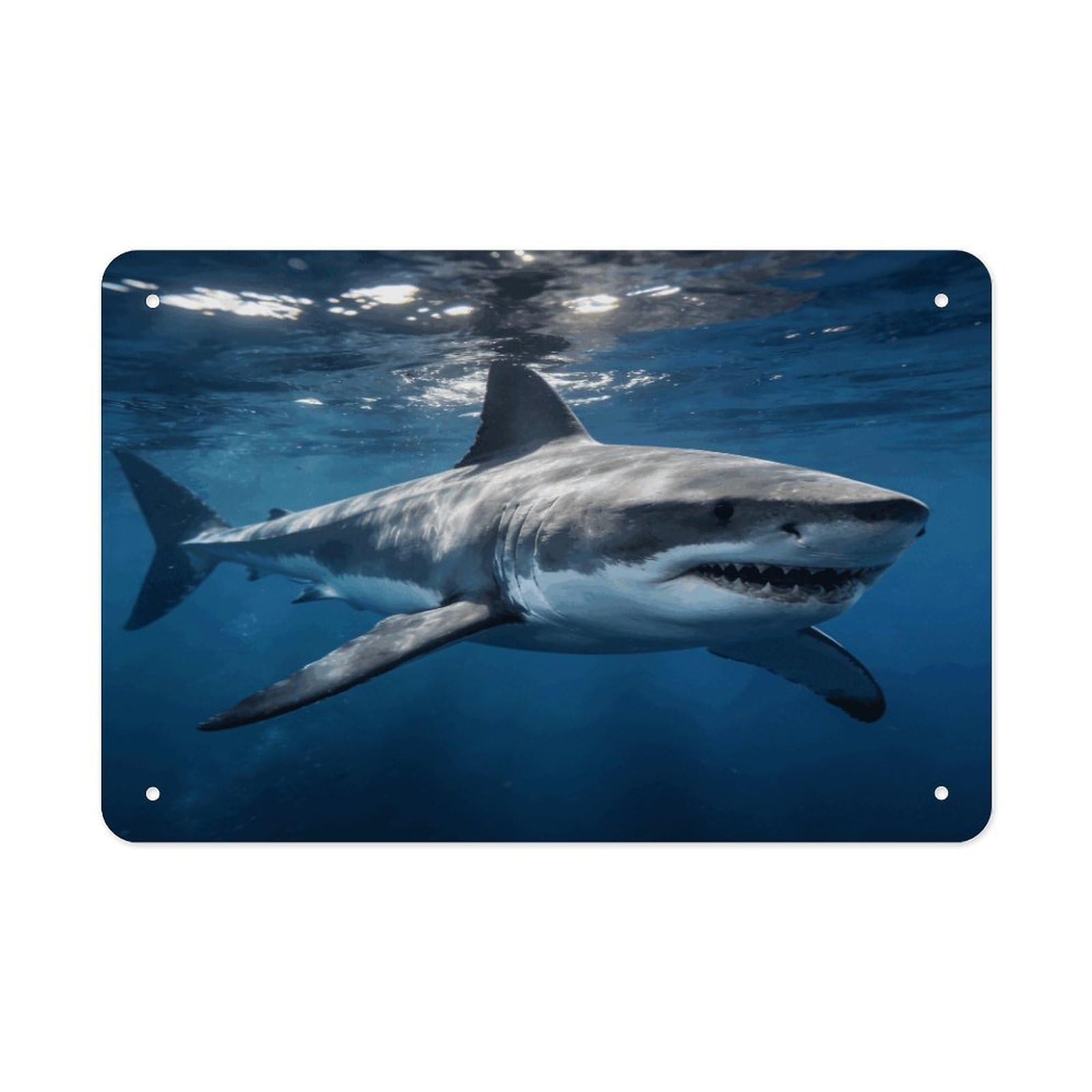 Fodpand Style Great White Shark Wall Art Metal Signs Tin Sign
