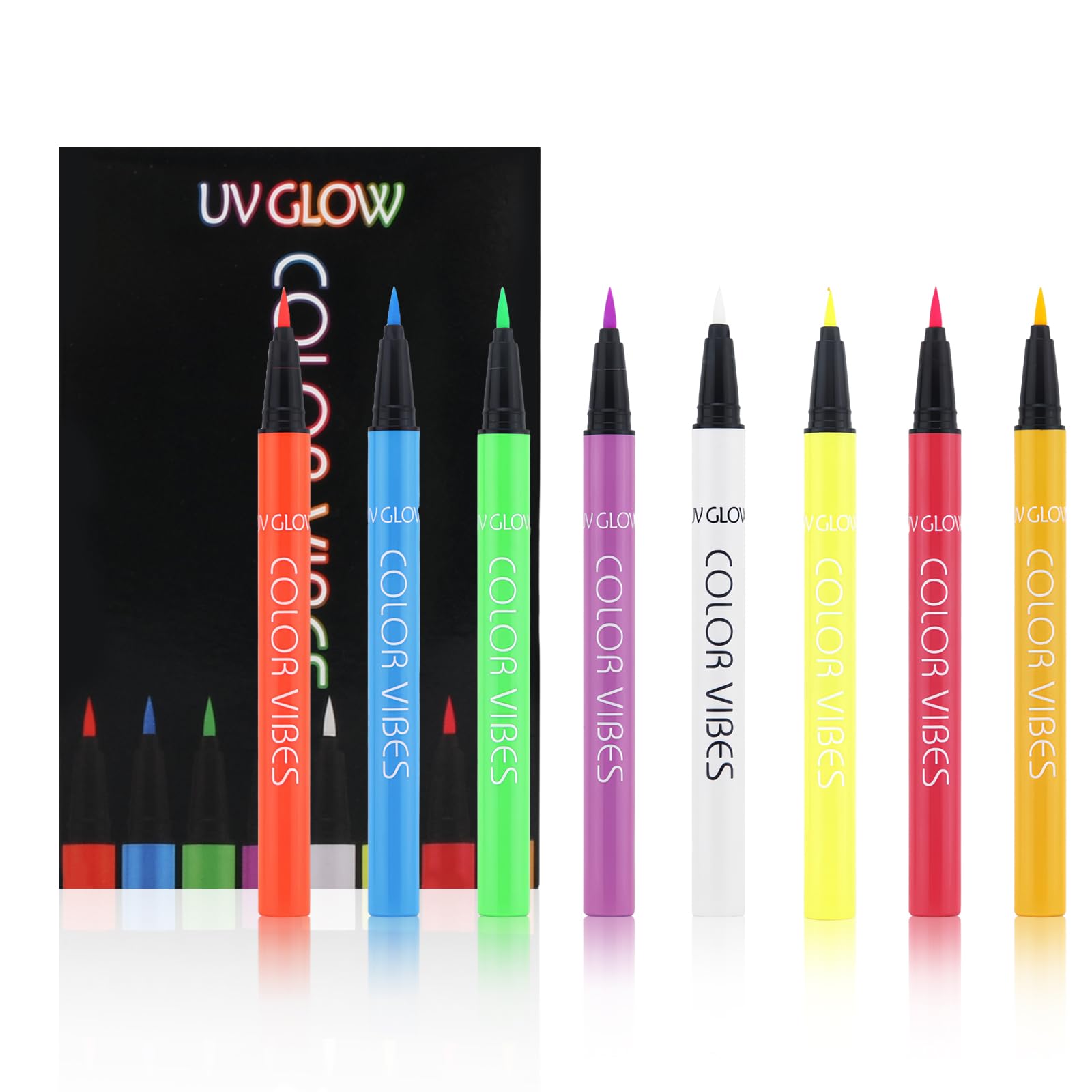 UV Delineador de Ojos Waterproof, 8 Colores Eyeliner Líquido Mate Colorido, Larga Duración Lápiz de Ojos Fluorescente a Prueba Manchas Glow Delineadores Colores Para Ojos Alto Pigmentado