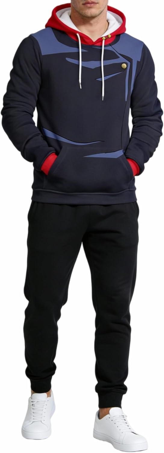 Unisex Hoodie Blue Hooded Pullover Long Sleeve Swearshirt Novelty Hoodie Jacket Adult 3D Printed Pullover - Image 2