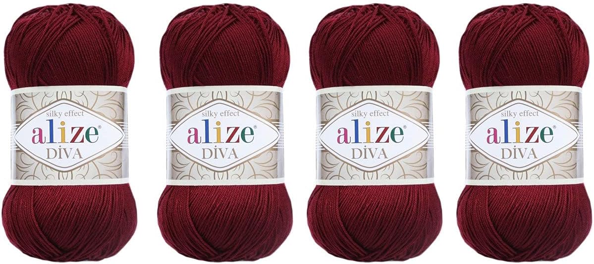 4 Balls Hand Knitting Yarn 100% Microfiber Acrylic Yarn Alize Diva Silk Effect Thread Crochet Art Lace Craft Lot of 4 skeins 400gr 1532yds (57)