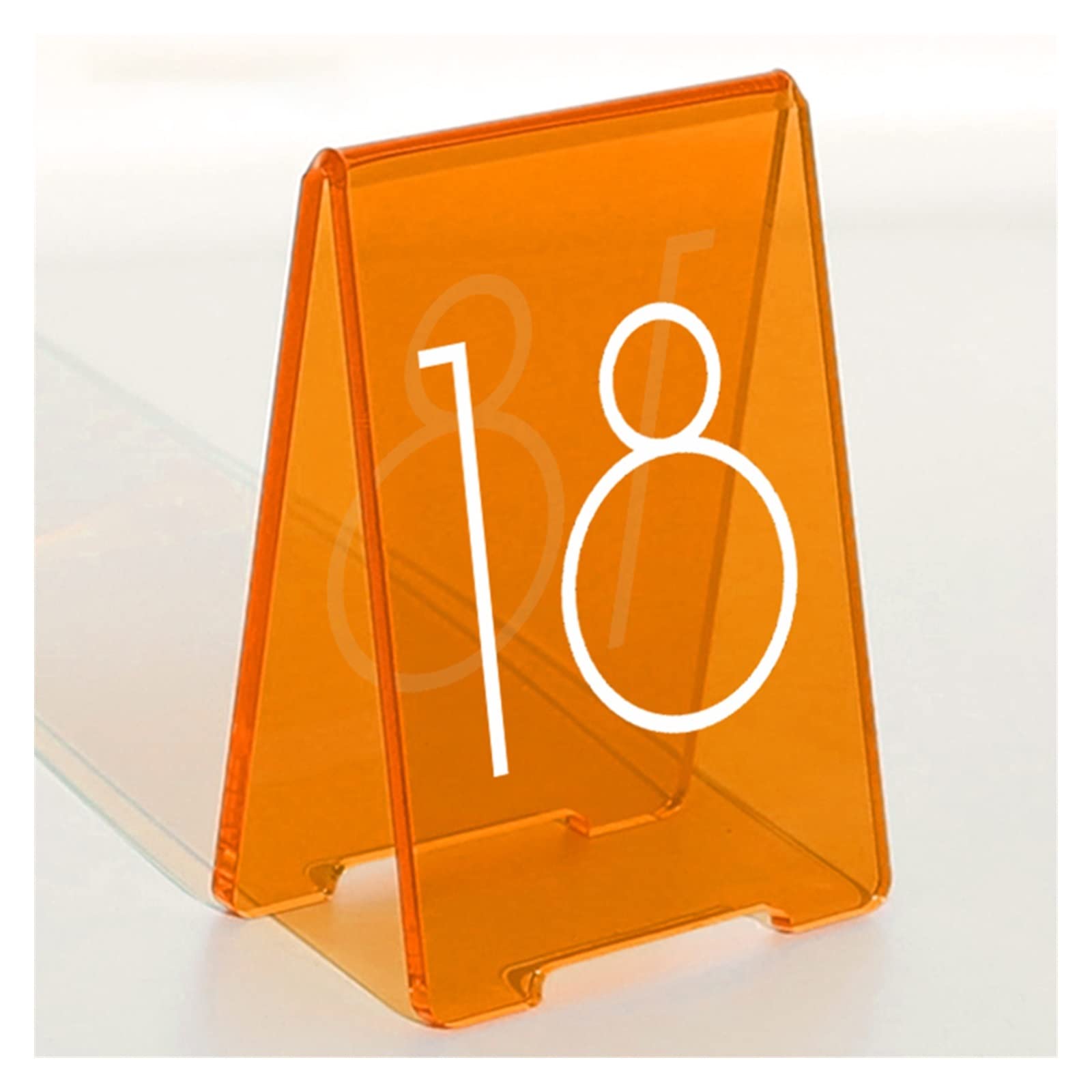 Acrylic Table Numbers, V-Style Table Signs, Set of 6 Colorful Panel Desk Sign s with Feet, Best for Rustic Receptions, Banquets Cafés Restaurants Hotel(8x12 cm) ( Color : Orange , Number : 13-18 )