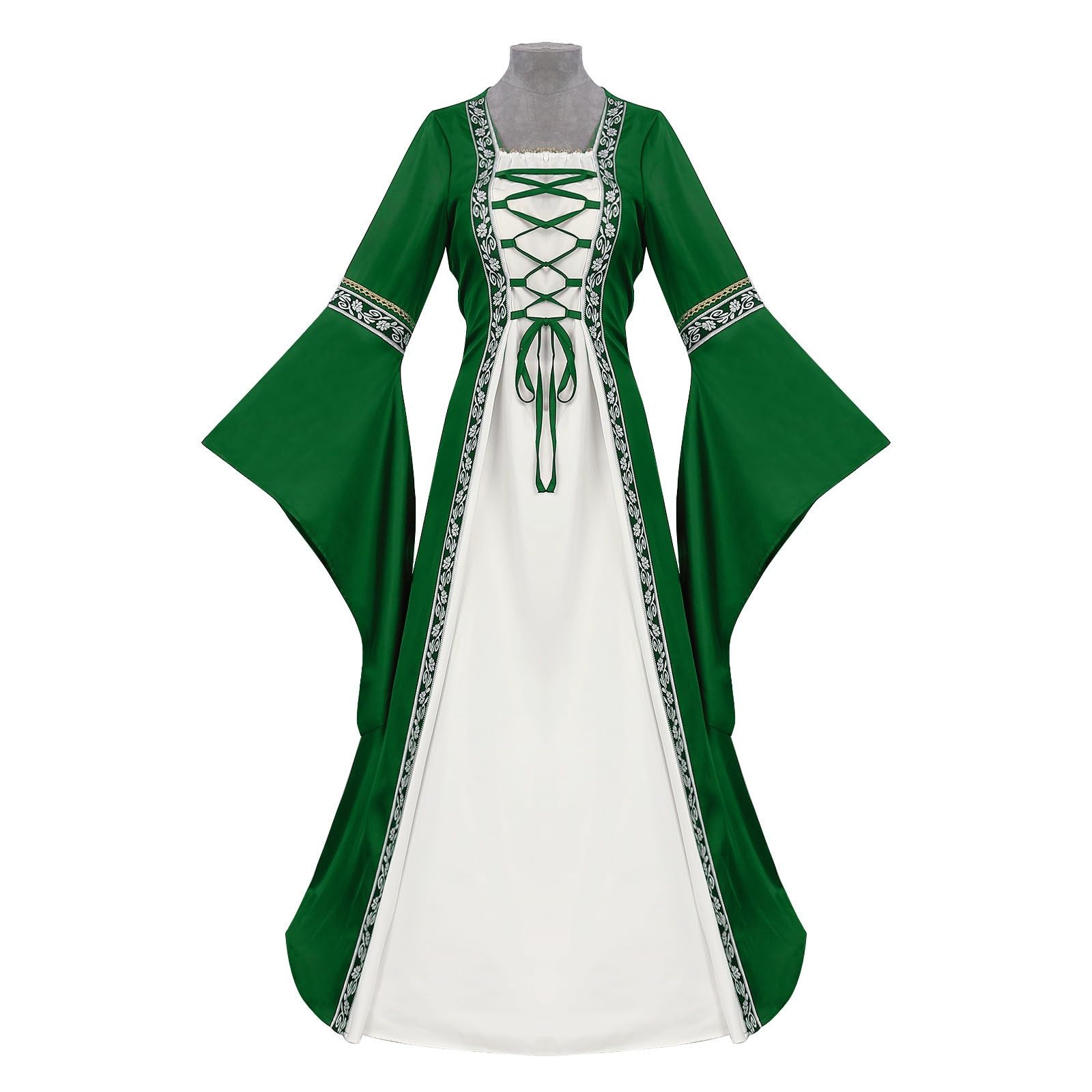 Disfraz Medieval Mujer Disfraz Vikinga Vestido Medieval Mujer XXXL Campesina Vestido Renacentista Verde Vikinga Ropa Disfraces Medievales Rojo De Vampiresa Victoriano Trajes Medievales Dress Traje De