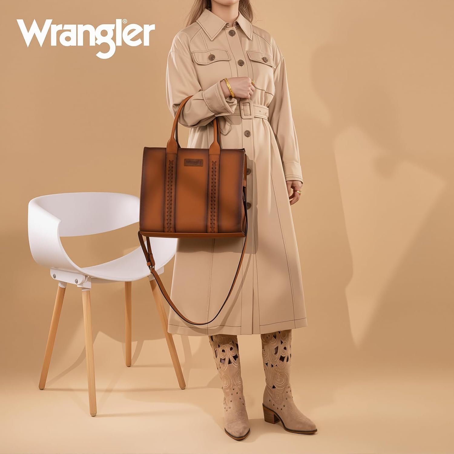Montana West × Wrangler Large Tote Bags Purses for Women Work Top-Handle Handbags with Strap - Image 5