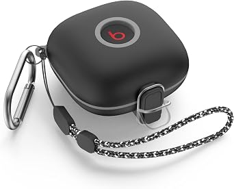 [Secure Lock Case] Shock-Absorbing Protective Cover TPU Hard Shell with Anti-Lost Lanyard/Keychain[One-Click Pop] Black