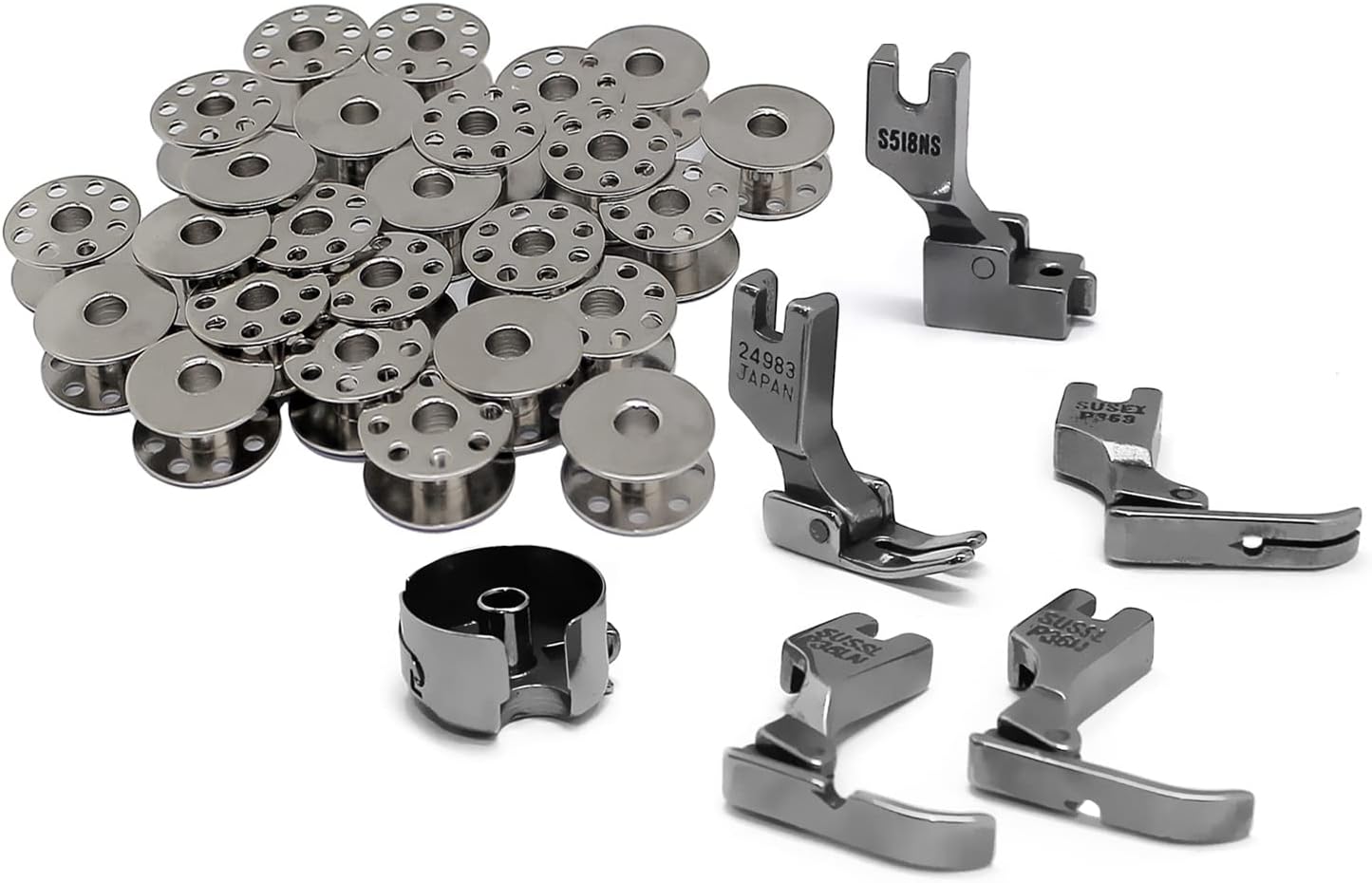 31Pcs Industrial Sewing Machine Bobbins, Presser Feet, and Bobbin Case for Singer, Consew Juki DDL-8700,DDL-5550