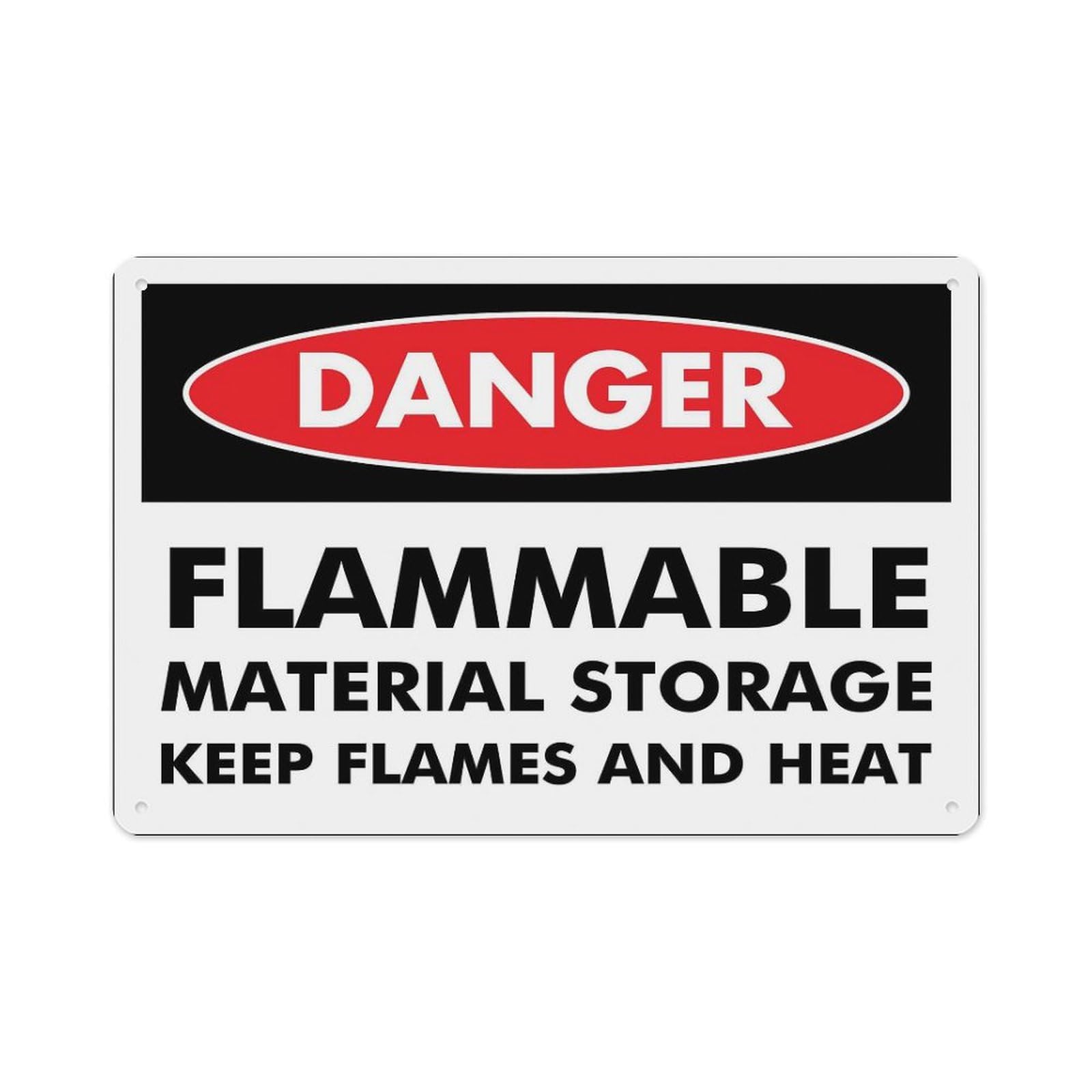 peiyeety Danger Flammable Material Storage Keep Flames and Heat Sign Aluminum Tin Warning Signs for Home Outdoor Garden 12X16 Inches