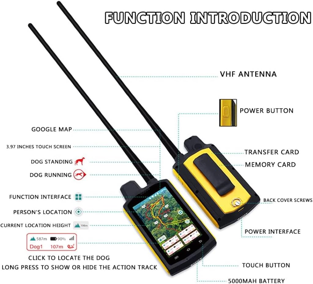 Collar GPS para mascotas, diseño impermeable con posicionamiento por satélite y antena VHF para un seguimiento eficaz en varios entornos