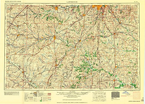 YellowMaps Lawrence KS topo map, 1:250000 Scale, 1 X 2 Degree, Historical, 1961, Updated 1961, 21.8 x 30.32 in - Polypropylene