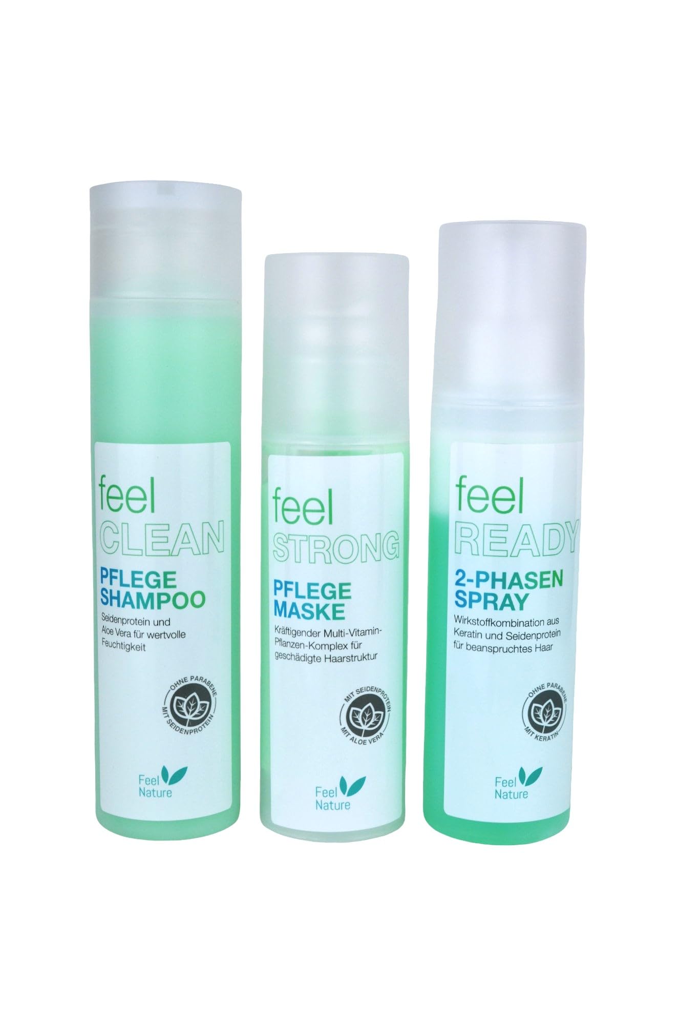 Pflege Shampoo 250ml, Maske 150ml, 2-Phasen Spray 200ml - für beschädigte Haare
