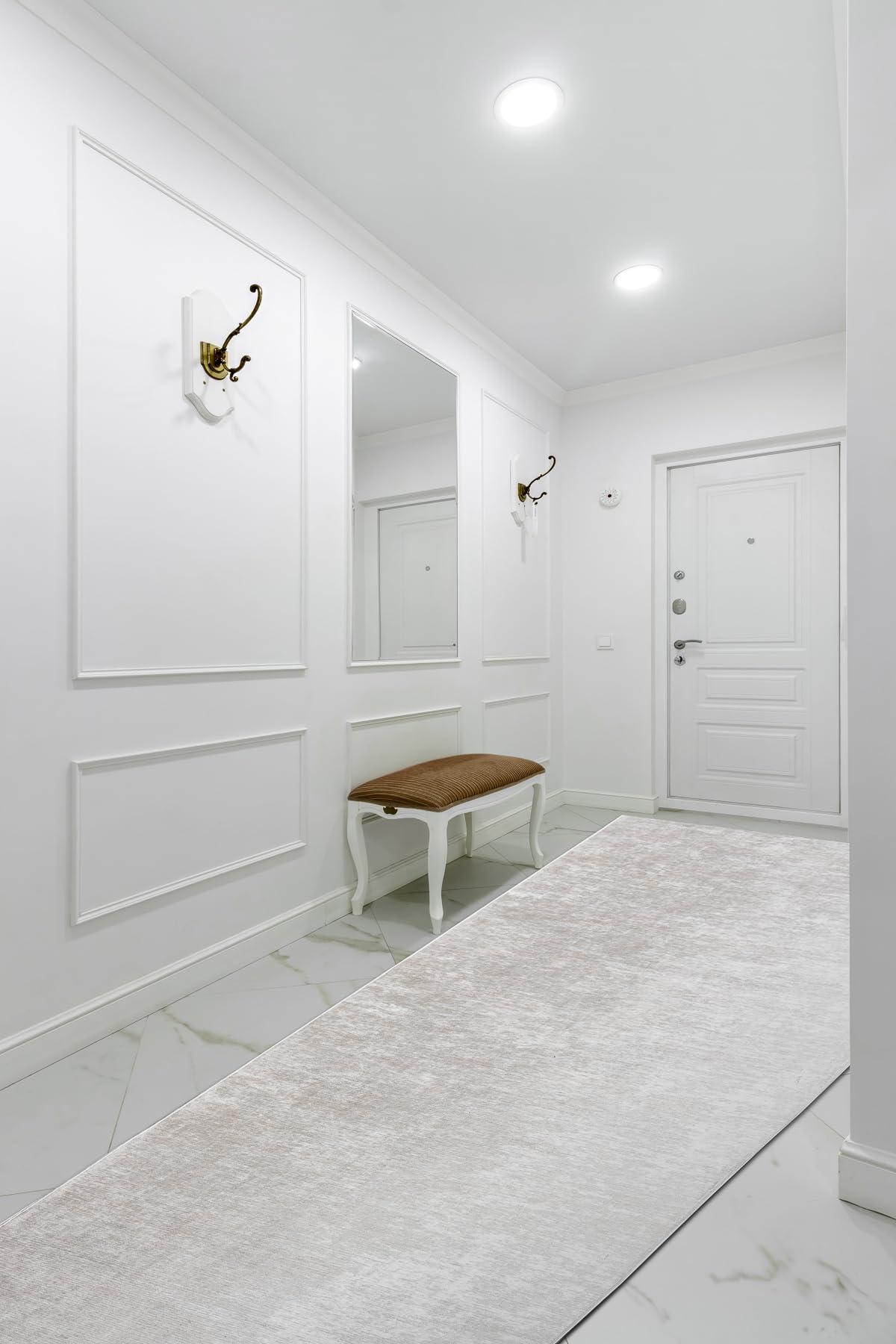 rugsx Läufer Antirutsch Lotus Smooth 52420 Melange beige - Waschbar - 80x500 cm- Rutschfester Teppich für Flur & Küche