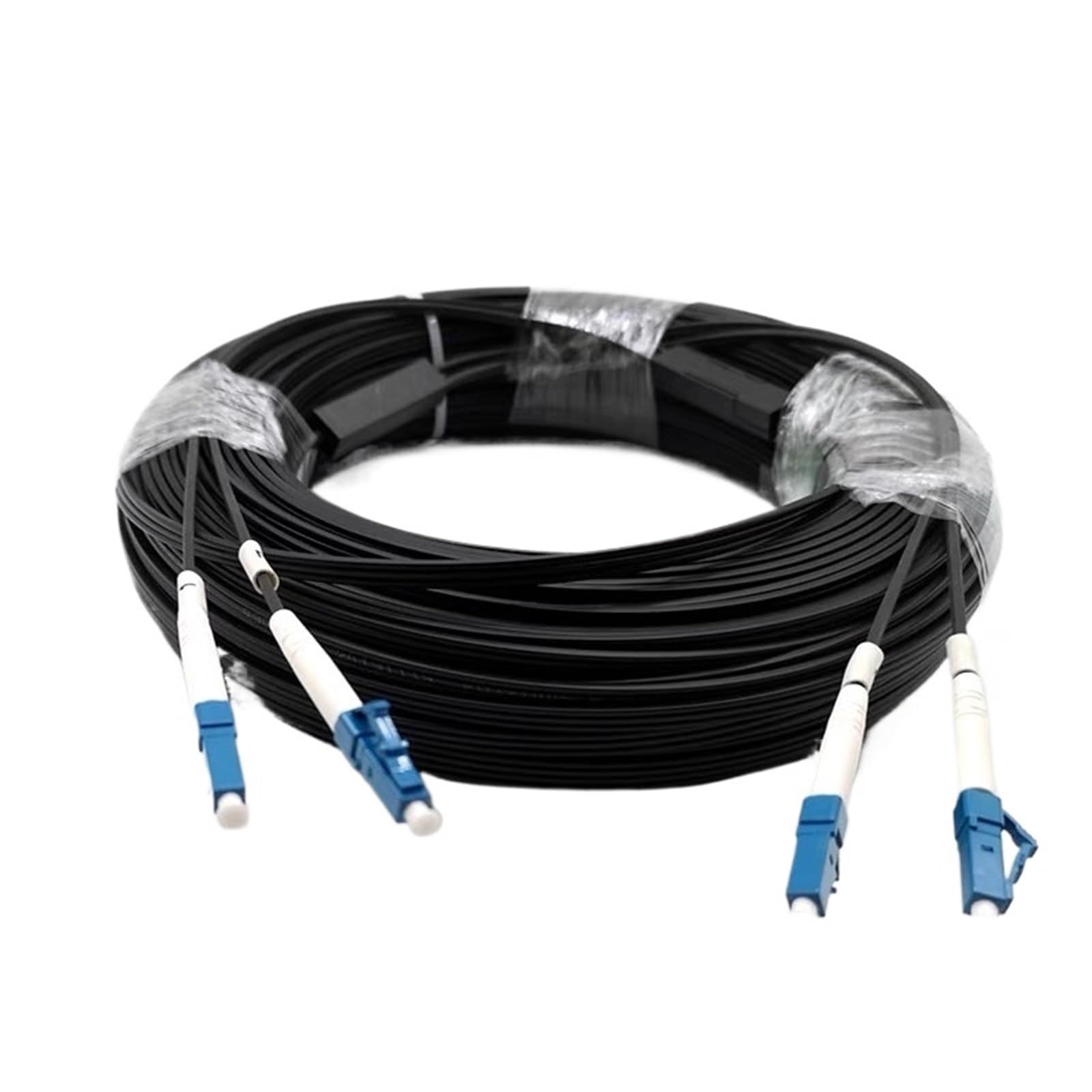 Cavo in fibra ottica FTTH Drop G652D monomodale LC-LC da 10 m a 500 m, 2 core e 2 acciai, for interni, cavo jumper da 100 m a 150 m(100m white)