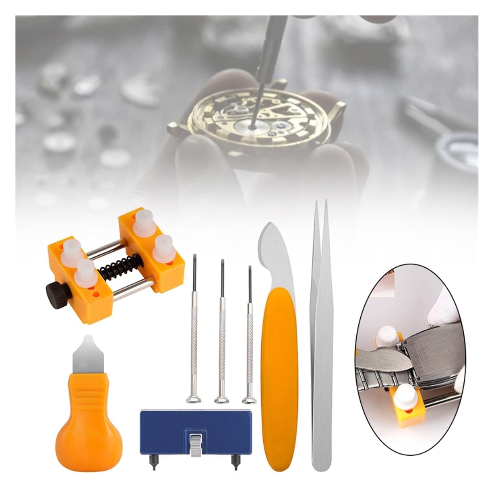 8-teiliges professionelles Uhrmacher-Reparatur-Werkzeug-Set, Uhrenöffner-Messer, Entferner der hinteren Abdeckung für den Batteriewechsel, Uhrenreparatur-Werkzeug-Anzug