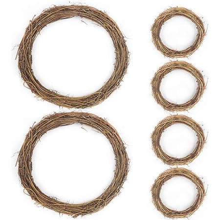 HAKACC 6 PCS Grapevine Wreaths, Wood Wreath, 12 Inch and 6 Inch Wreaths for Crafts Holiday Decoration