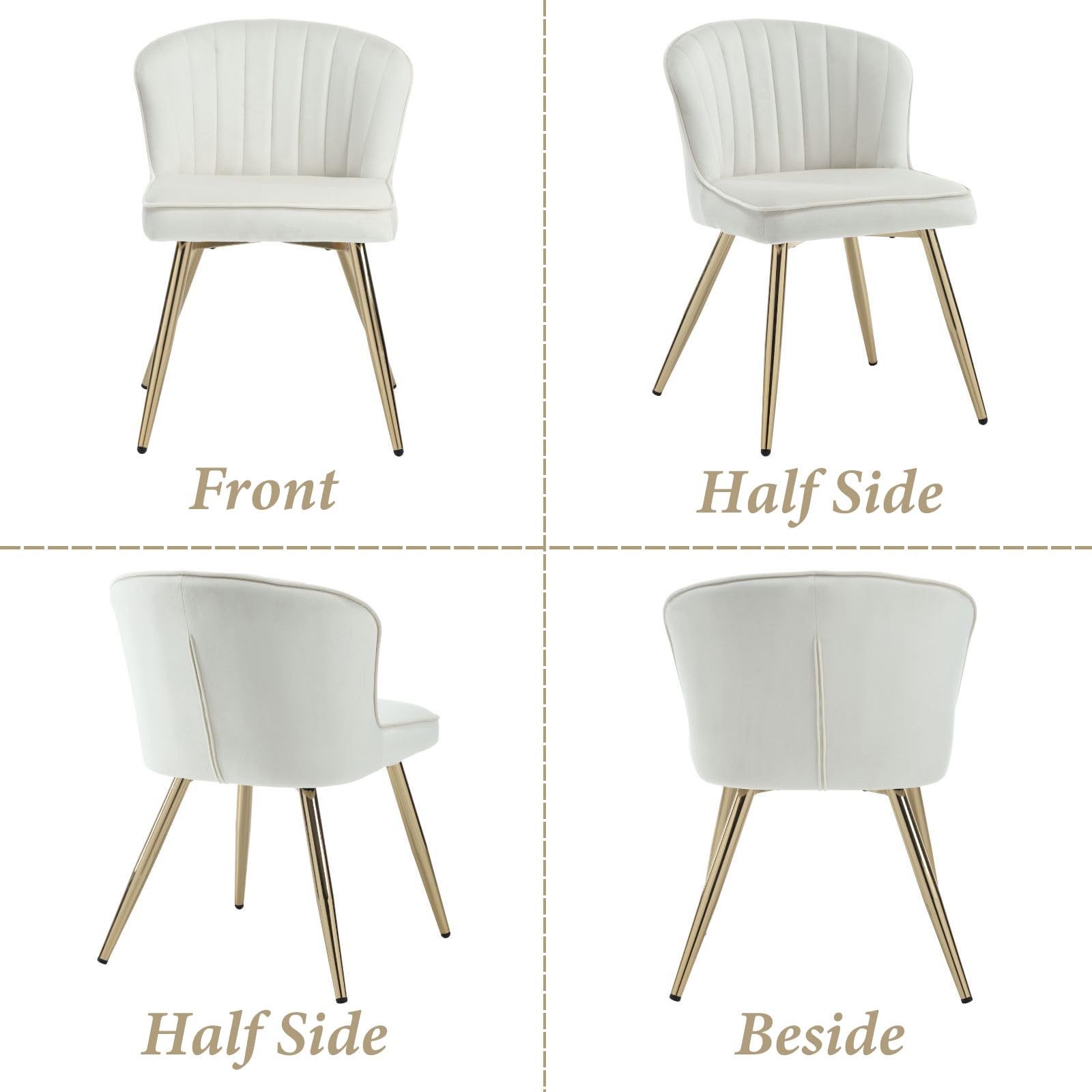 Ya-Home Set di 2 Sedie da Pranzo in Velluto con Gambe in Metallo, Beige