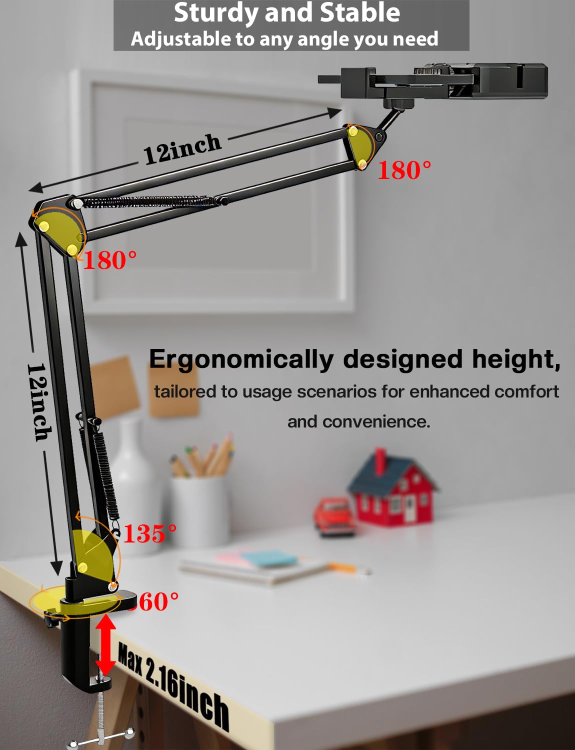 Soporte para teléfono celular, brazo articulado con luz LED, soporte flexible para teléfono celular para transmisión en vivo, grabación de video, dibujo, cocina