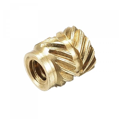 Miniatura 87 de uxcell Tuercas de inserción moleteadas, 120 piezas M2 x 0.118 in L x 0.138 in OD impresión 3D tuercas de latón roscadas hembra insertos de latón