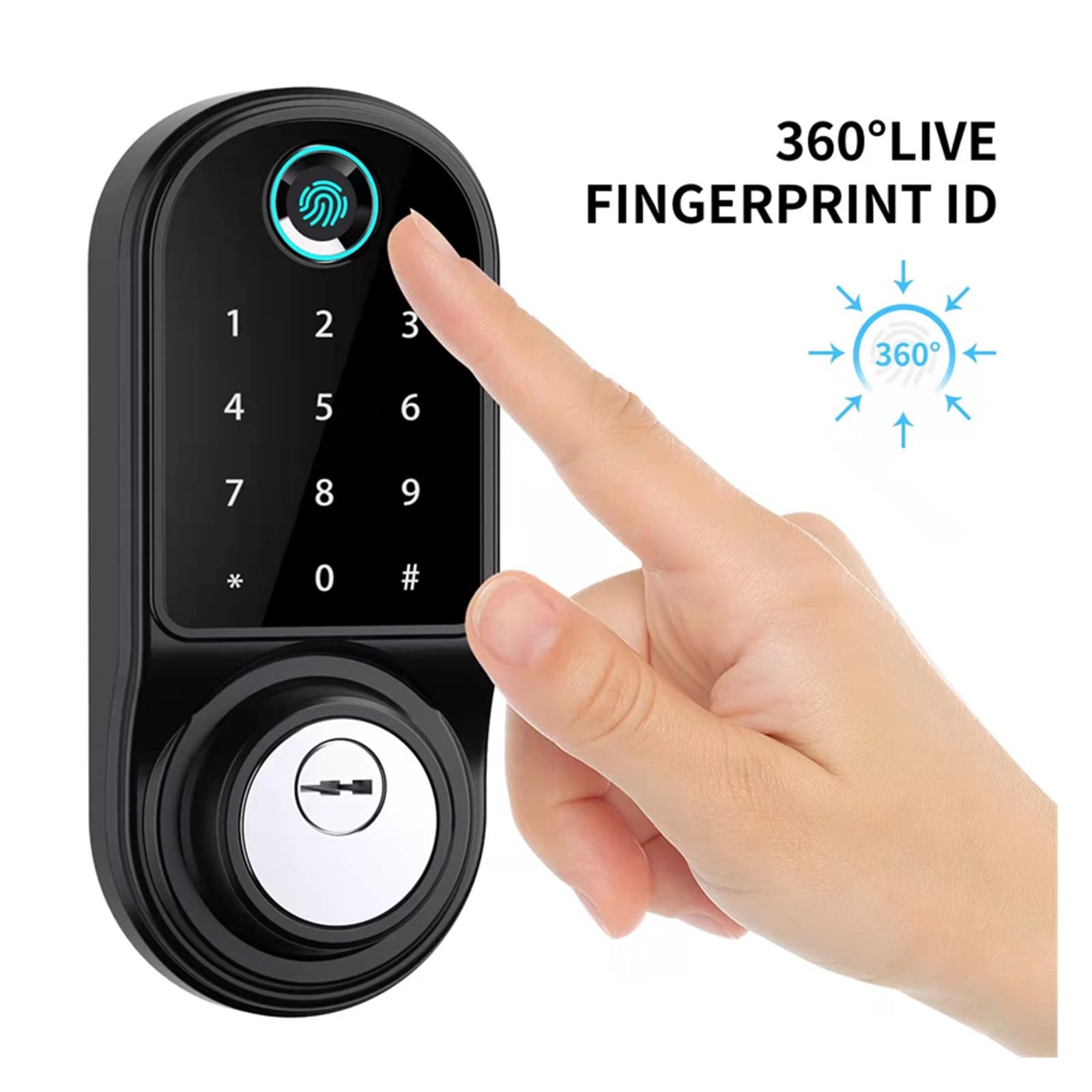 Smart Lock, Fingerprint Lock.Tuya APP Remote Control Smart Deadbolt Lock Fingerprint Fechadura Digital Password Indoor House Electronic Lock With Key (Color : Black-Tuya app)