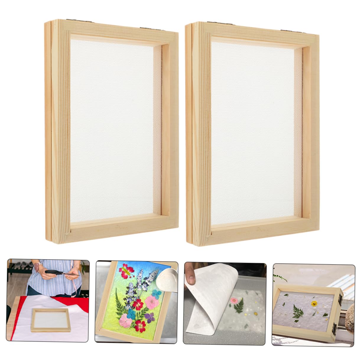 STOBOK Pine Wood Paper Making Frame Kit 7X5 Inch Wooden Mould and Deckle for DIY Handmade Paper Craft Projects and Wood Frame Arts - Image 2