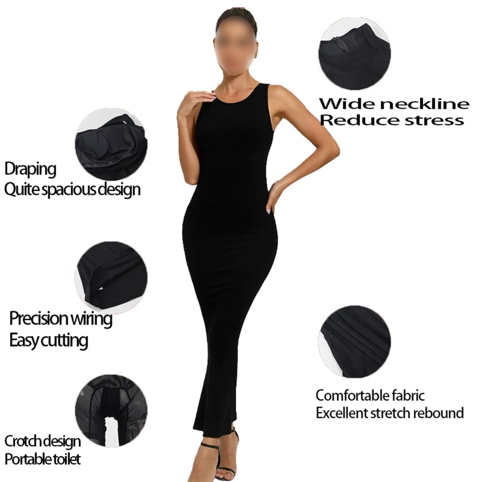 HLTYGWX Vestido sin Cordones con Control de Barriga para Mujer