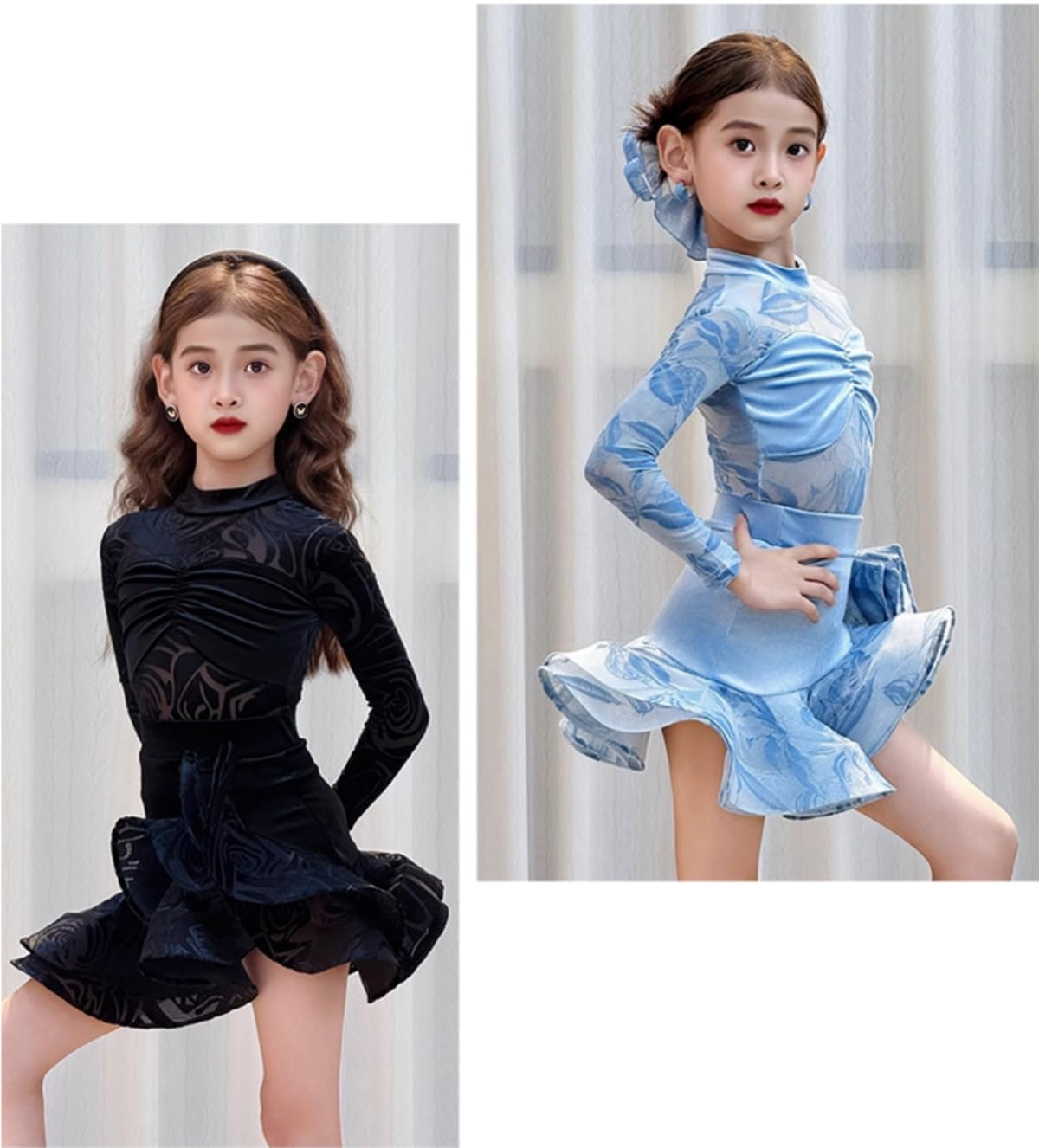 Gonna da Danza Latina per Bambini, Gonna da Balletto, Set da Allenamento con Pieghe per Bambine, Gonna/Bodysuit da Tango
