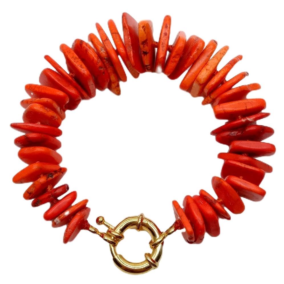 GenericOmons Y·YING Freeform Disc Orange howlite square space strand Bracelet handmade vintage for women