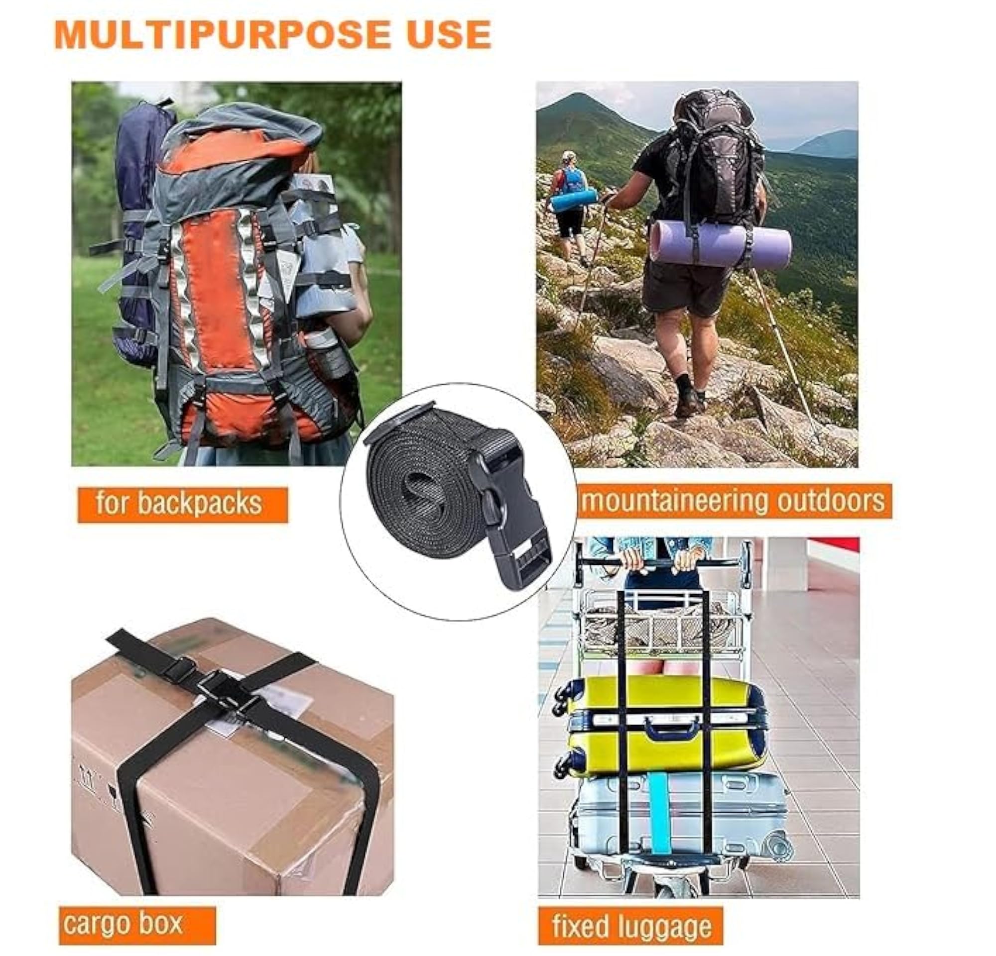 10 feet Long Utility Strap Belt with Quick-Release Buckle