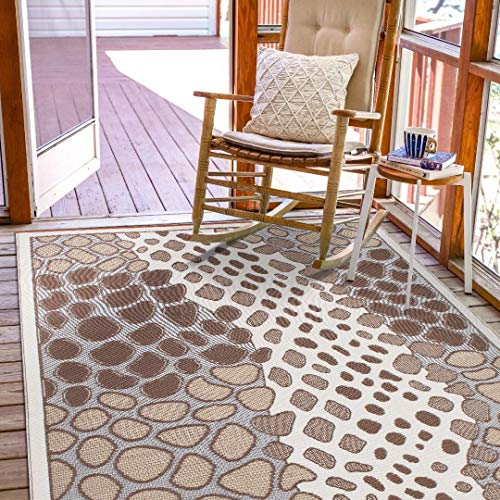 Wefavor Reversible Outdoor/Indoor Plastic Rug Plastic Straw Rug Waterproof Portable Mat, Easy To Clean And Fold,Perfect For Garden, Patio, Picnic, Decking-（Brown，8X10Ft） #TOP3