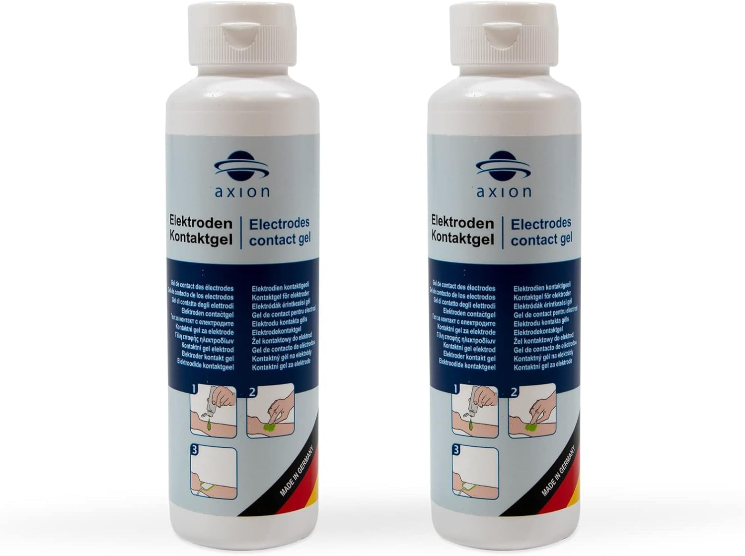 Paquete de 2 geles de contacto de 250g. axion | Mejora la conductividad de los electrodos TENS y EMS usados o de caucho | Gel conductor para electrodos de caucho