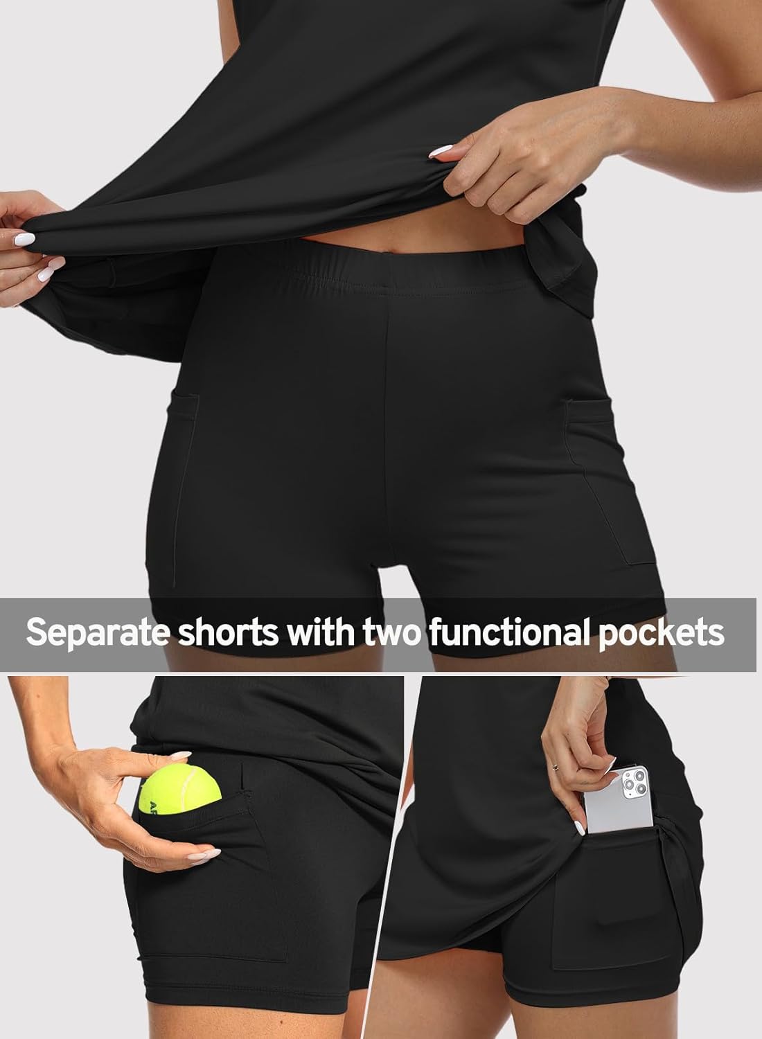 Hiverlay Tennis Dresses for Women Golf Workout Dress with Built in Shorts and Pockets for Sleeveless Athletic Dresses - Image 3