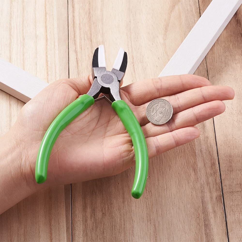 Pinze a doppia ganascia in nylon da 5,3 pollici, pinze per raddrizzatore a doppia foglia, strumento per la creazione di gioielli con perline a molla, per la piegatura del filo