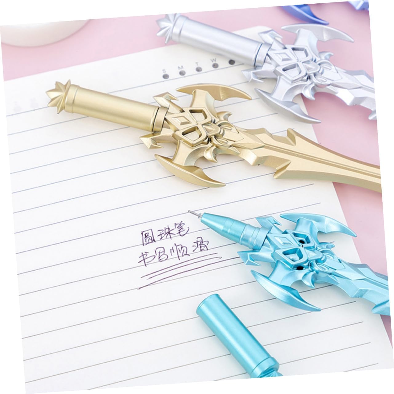 DOITOOL Sword Pen : 12PCS Gel Pens Sword Shaped Writing Quick Dry Student Stationery Comfortable Grip for School Drawing Note Taking Lightweight Portable Cartoon Design