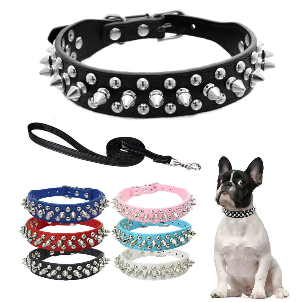 Amazon.com : Spike Dog Collar and Leash Set, Faux Pu Leather