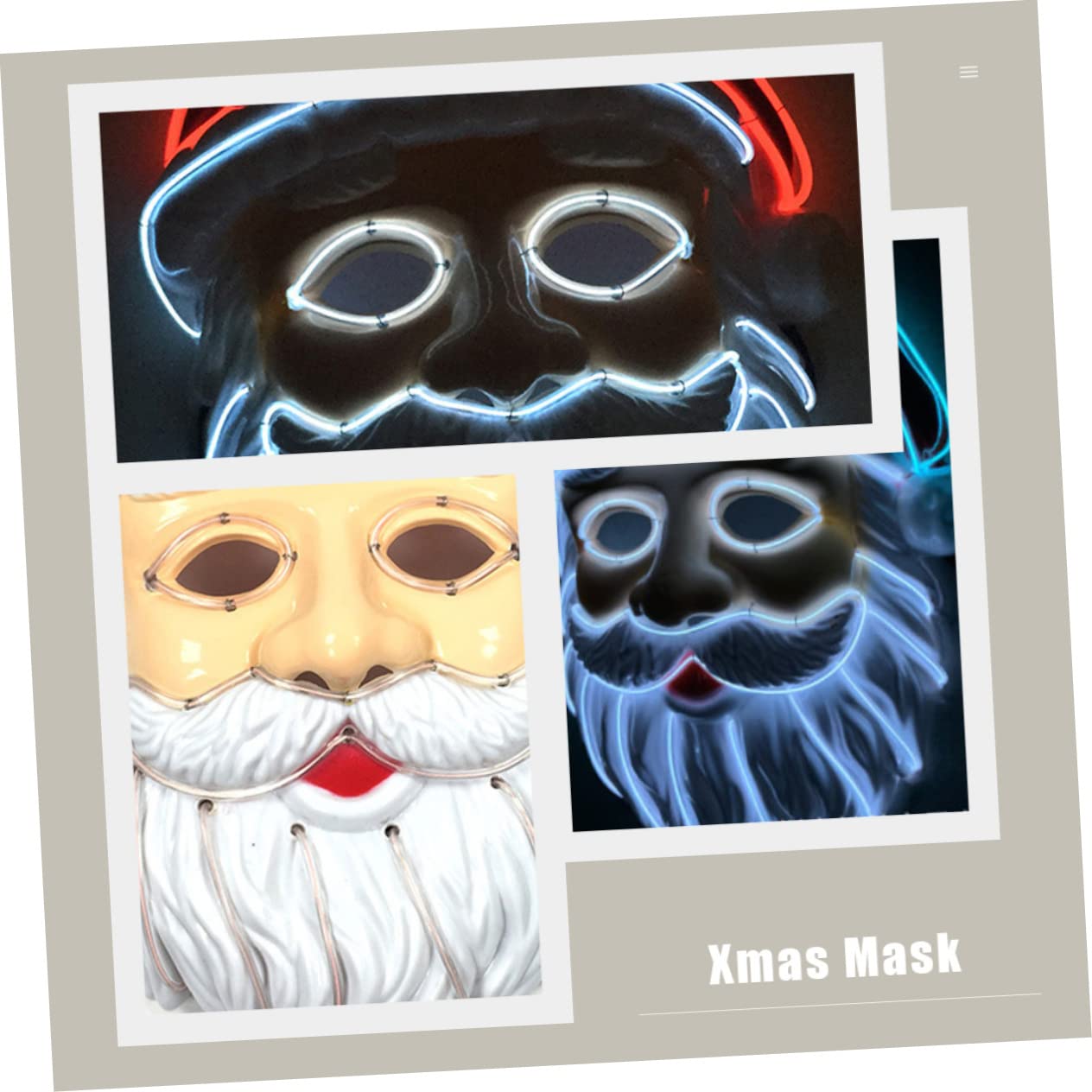 VICASKY 3pezzi Maschera Luminosa Di Babbo Natale Maschera Decorativa Creativa Per Feste Accessorio Per Costumi Di Natale e Party Di Carnevale