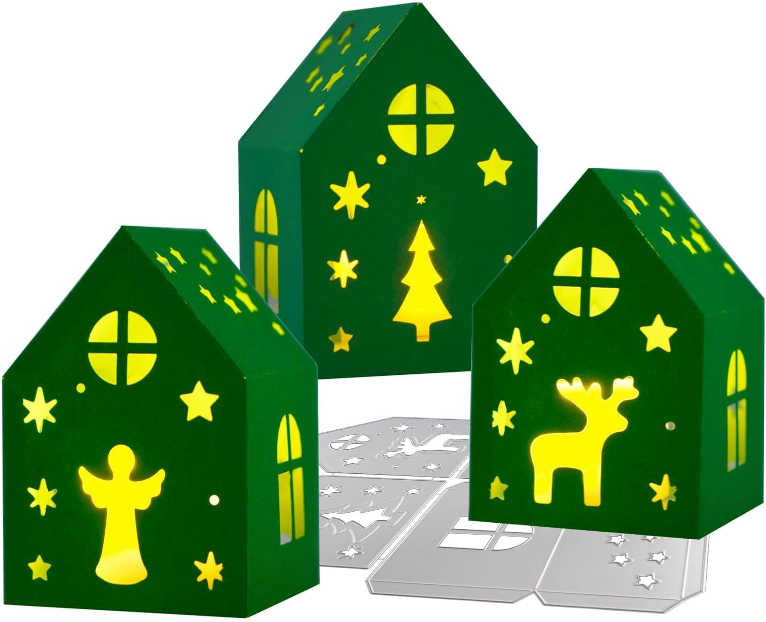 BETESSIN Weihnachten Stanzschablone - Laterne Haus Stanze Für DIY Deko