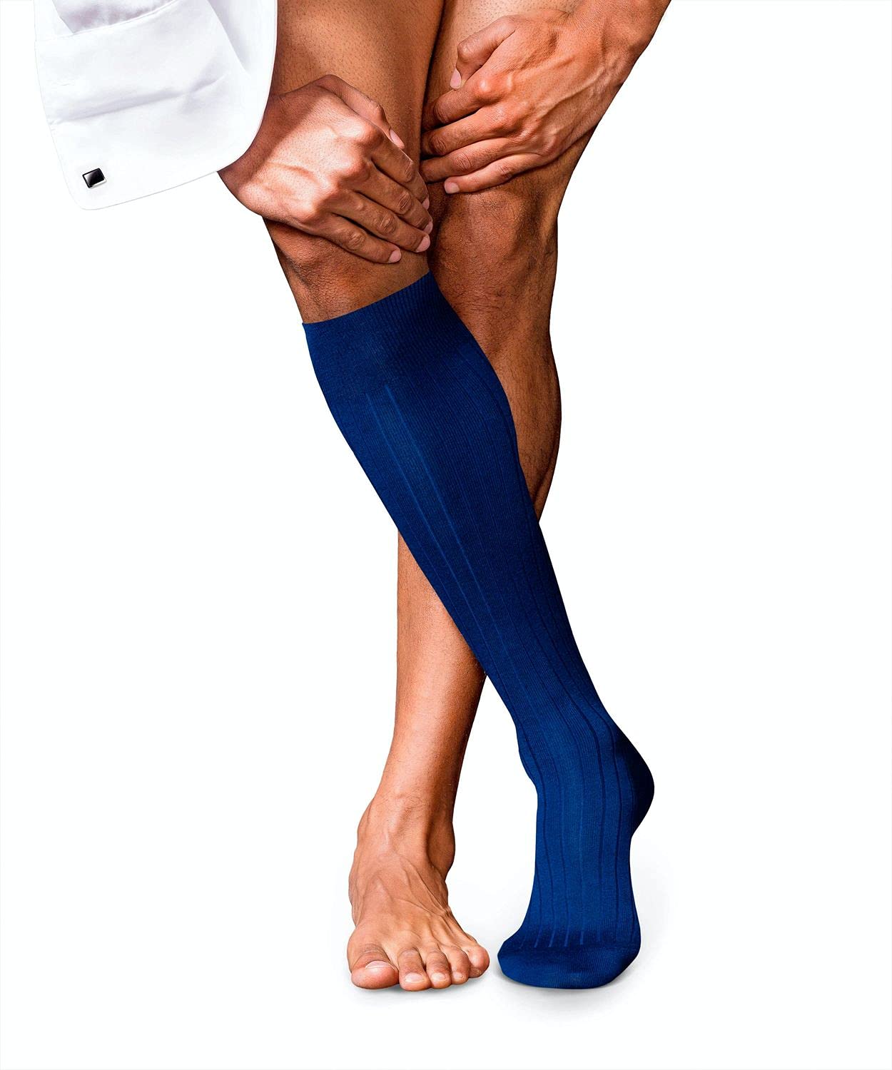 FALKE Men's No. 2 M Kh Cashmere Long Plain 1 Pair Knee-High Socks, Blue Royal 6000, 8.5-9.5