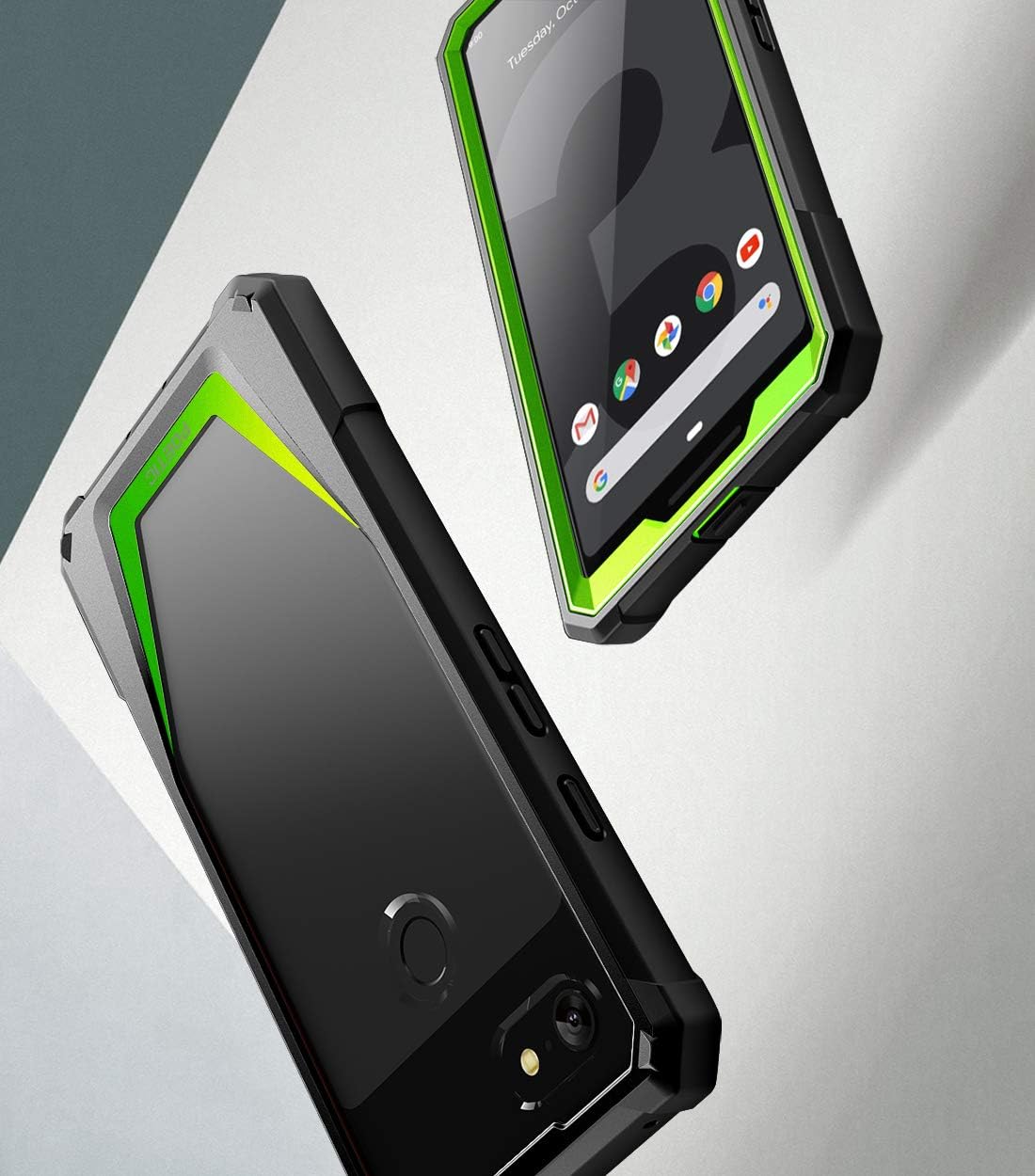 Poetic Google Pixel 3 XL Case, Guardian [Scratch Resistant Back] Full-Body Rugged Clear Hybrid Bumper Case with Built-in-Screen Protector for Google Pixel 3 XL Green