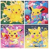 4Pcs Diamond Painting Kits for Kids, DIY Diamond Art for Kids Beginners, Gem by Number Kits Arts and Crafts for Ages 8-12 Kids' Mosaic Kits 5DFull Drill Painting Kits for Gift Wall Decor 6" X 6"
