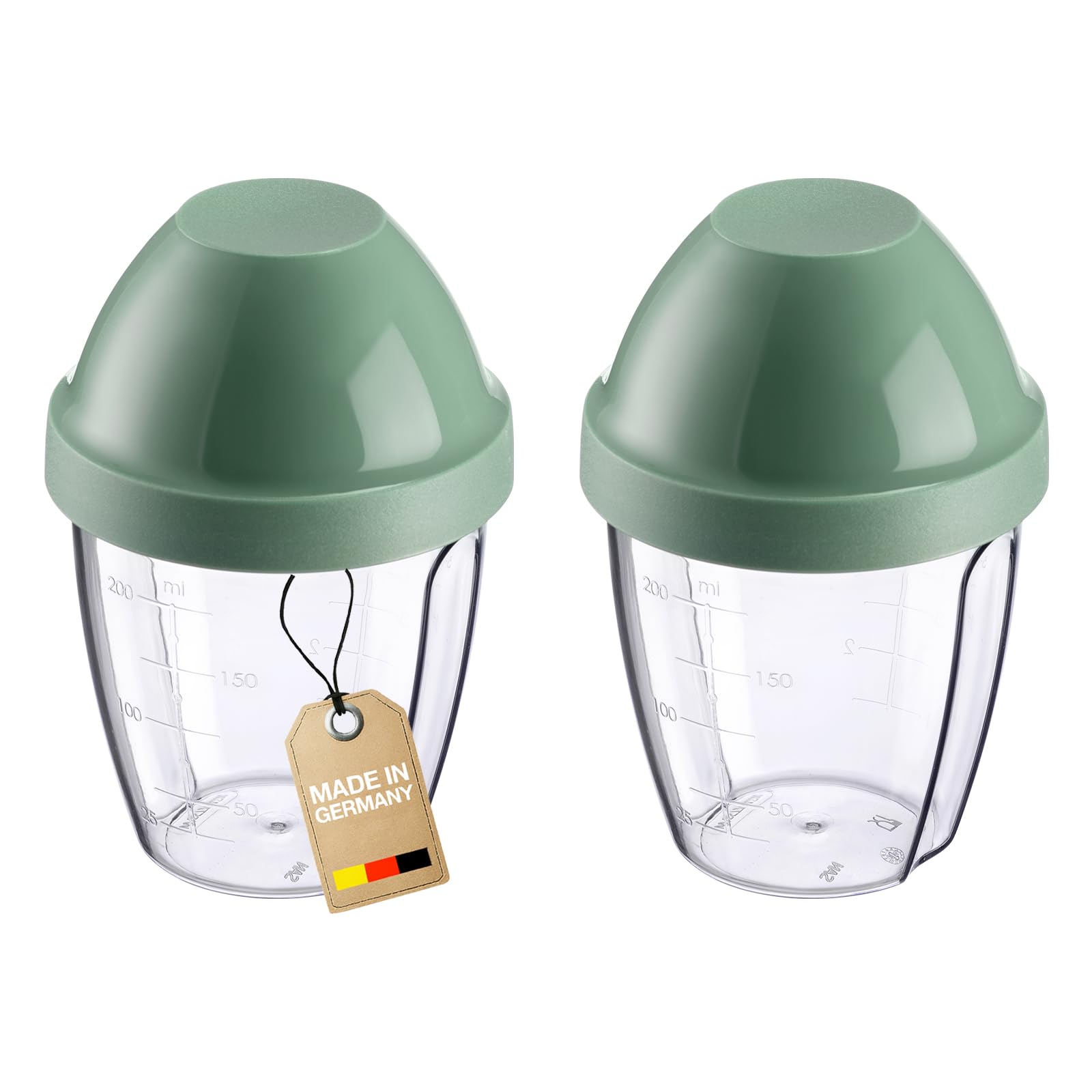 Westmark Mint Green/Transparent 2 X Mixing And Shaking Cups/Shaker With Removable Mixing Disc - Capacity: 0.25 L, Height: 12.8 Cm, Plastic, Bpa-Free - Mixing Egg, Colour: Clear/, 308922Em