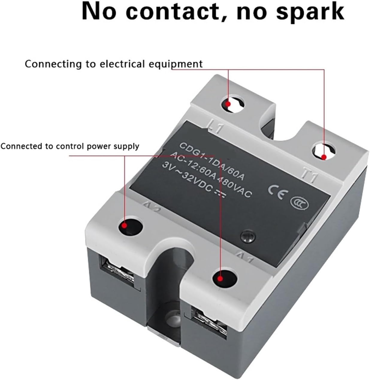 SOBOUR CDG1-1DD Solid State Relay with connection points labeled