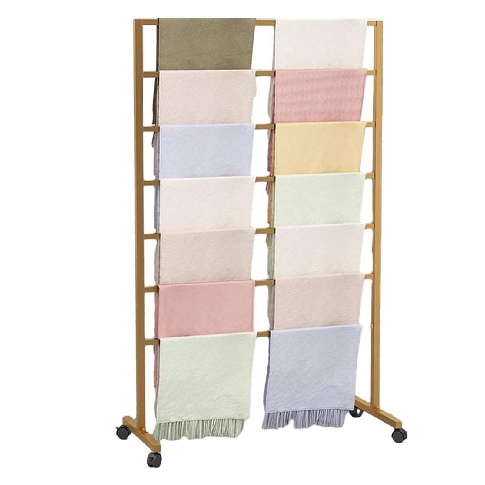 Stojak Na Szaliki, Metalowy Wolnostojący Organizer Na Szaliki, Z Kółkami, Stojak Na Akcesoria Do Odzieży Komercyjnej, Szaliki Jedwabne, Szale, Koce, 60 * 40 * 145 Cm