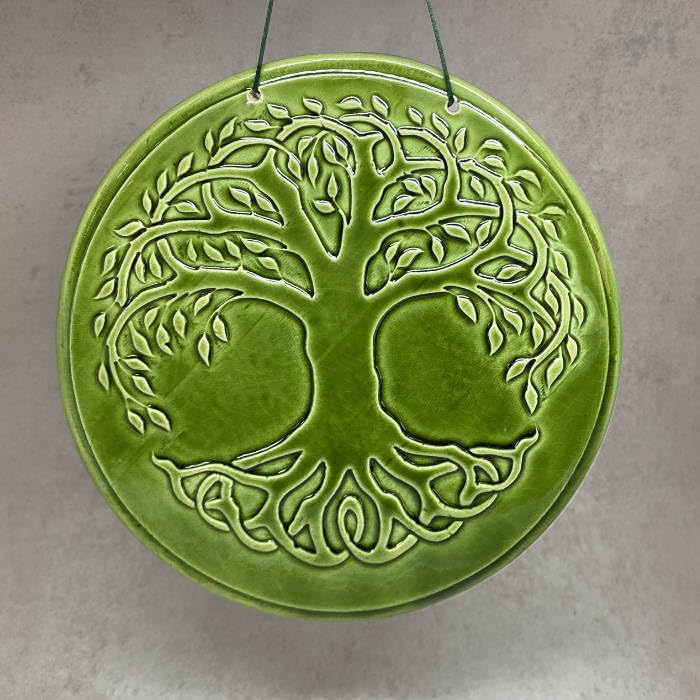 Objet Magique AMULETTE Albero della Vita in Ceramica — simbolo di ancoraggio, armonia e rinascimento (Verde)