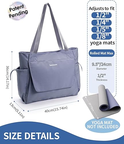 Miniatura 7 de sportsnew Bolsa para esterilla de yoga, bolsas de gimnasio para mujeres y hombres con bolsillo impermeable y gancho y bucle, almacenamiento de