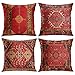 Britimes Poszewki na poduszki ozdobne wystrój domu zestaw 4 poszewek na poduszki dekoracyjne 45 x 45 cm na zewnątrz poduszka kanapa sofa poszewki na poduszki kolorowe czerwone plemienne