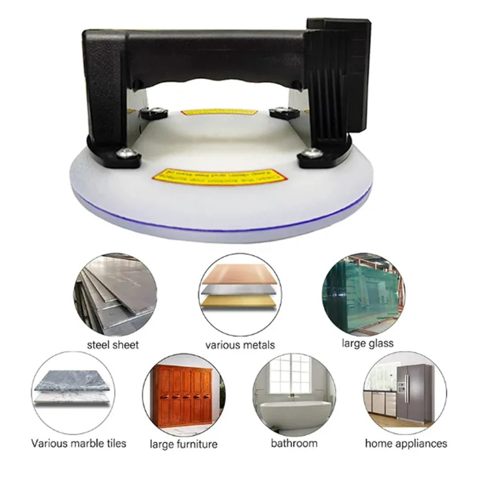 Ventosa de vacío eléctrica de 8 pulgadas for azulejos de vidrio, fuerte capacidad de rodamiento de 280kg, ventosa de vacío eléctrica de 2400mAh con bomba de aire