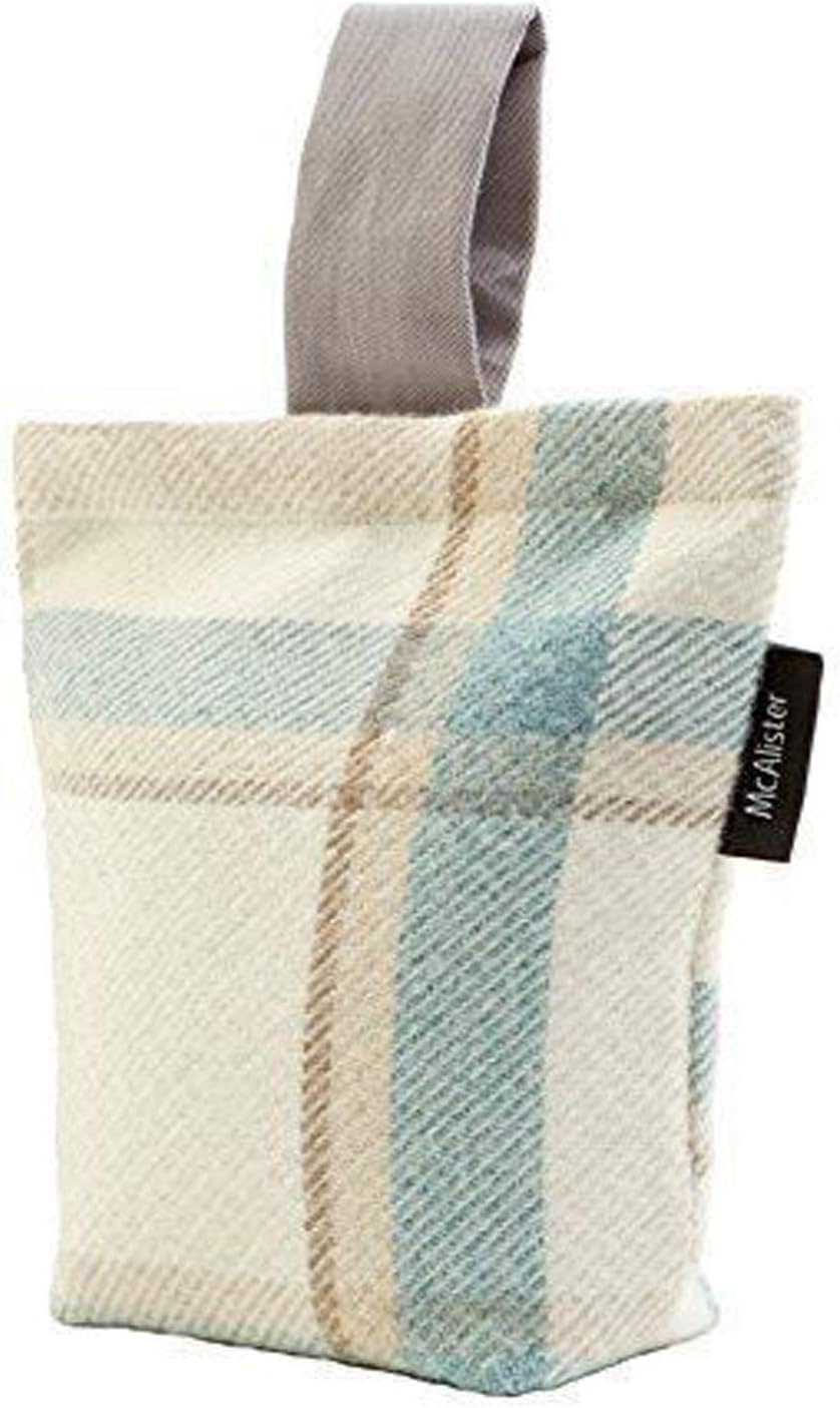 McAlister Textiles Heritage Duck Egg Blue Unfilled Door Stop,Tartan Plaid Patterned Decorative Doorstopper Novelty Gift Home Accessory 21x17cm (8x7 Inches)