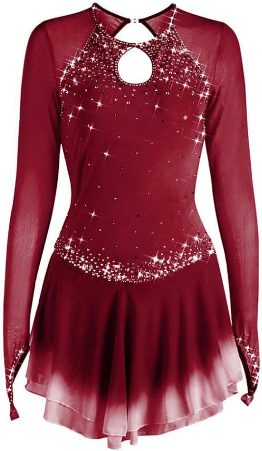 Ice Skating Skirt Handmade Girls' Figure Skating Performance Dress Hollow Skating Competition Costume Gymnastics